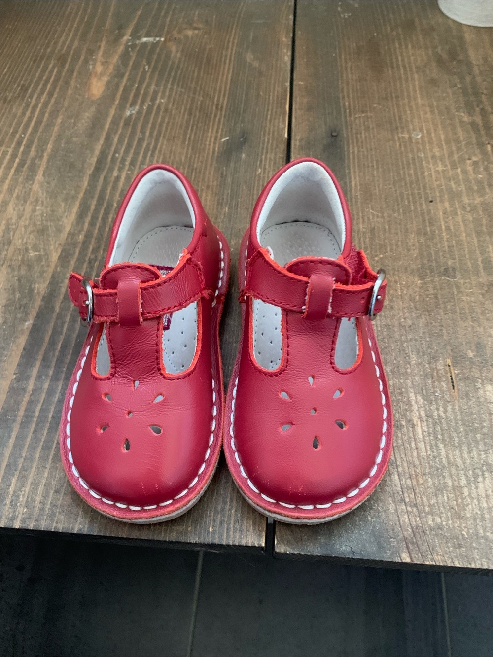 L'Amour Bright Red T-Strap Mary Jane Baby Shoes